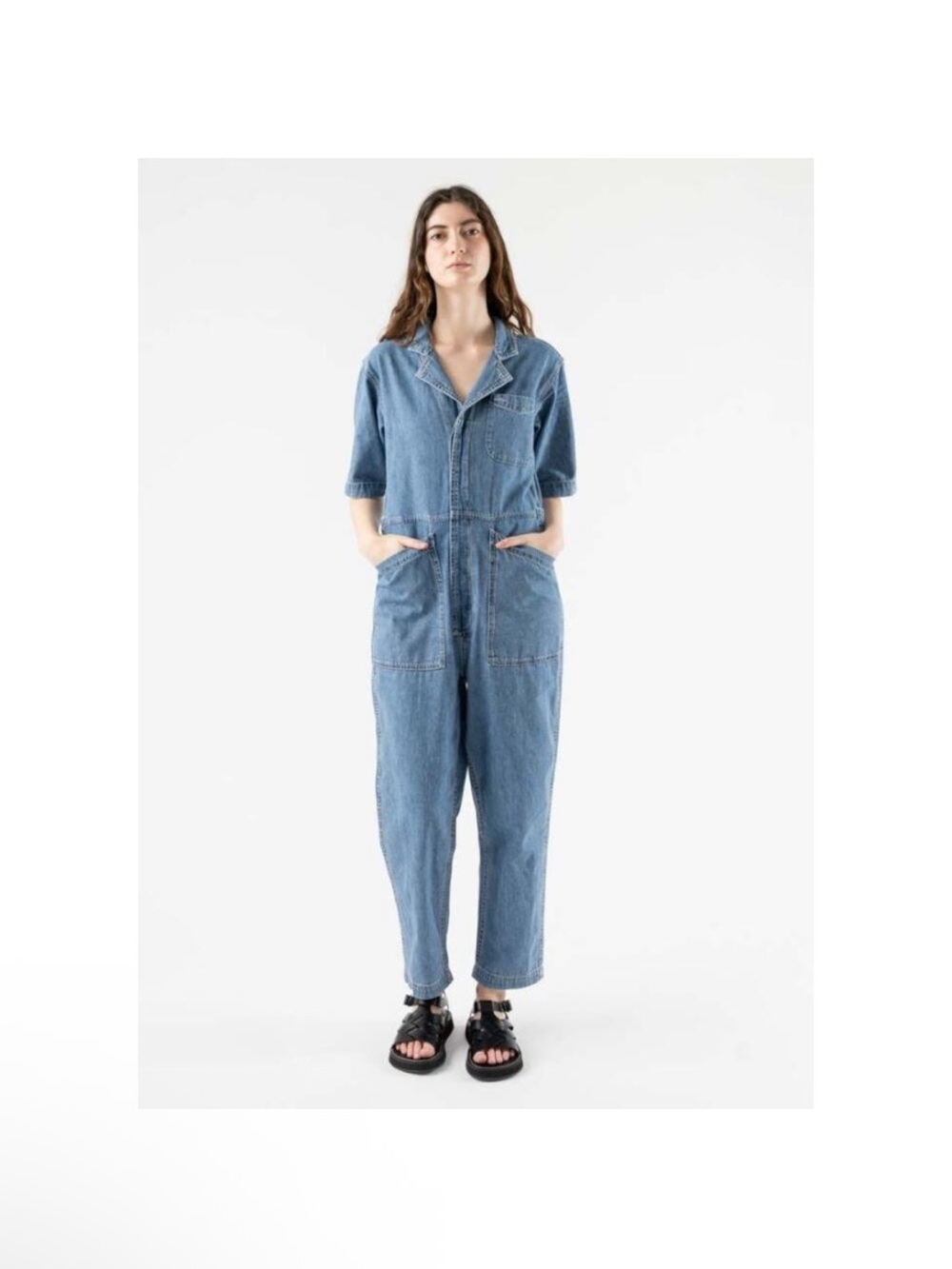 Alex Mill Standard Short Sleeve Denim Jumpsuit Coveralls Flight Suit Small